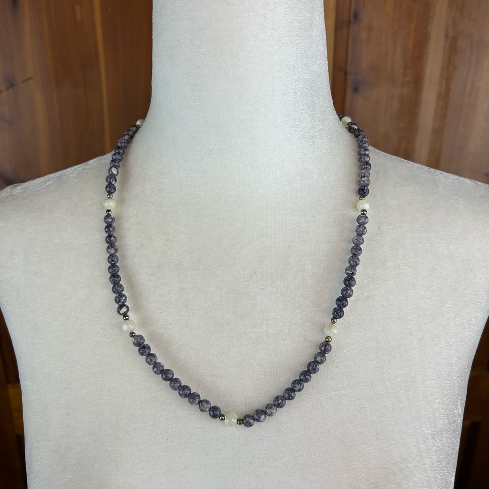 VTG Tiffany Stone Beaded 23” Necklace Utah Stone Sterling Silver Rare Gemstone